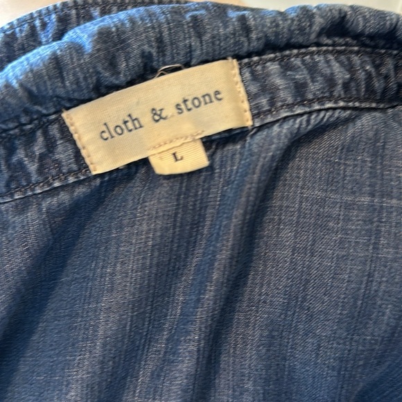 Cloth & Stone Blue Short Sleeves Tencel Shirt - L - Picture 5 of 6